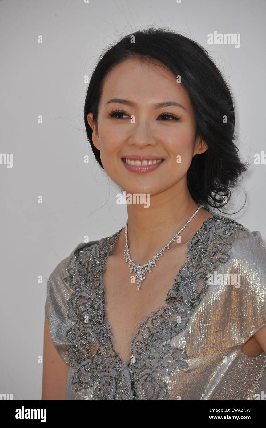 CANNES, FRANCE - MAY 20, 2011: Actress Zhang Ziyi (HOUSE OF FLYING DAGGERS, CROUCHING TIGER HIDDEN DRAGON, MEMOIRS OF A GEISHA) at photocall for ScreenSingapore at the 64th Festival de Cannes. She was confirmed as the event ambassador for the film event being held from June 5th to 12th in Singapore. Stock Photo