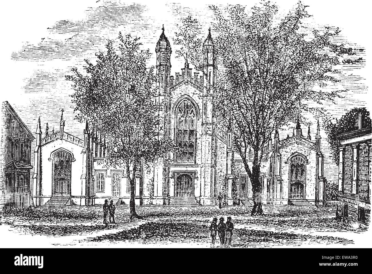 Yale University Library, in New Haven, Connecticut, USA, vintage engraved illustration. Trousset encyclopedia (1886 - 1891). Stock Vector