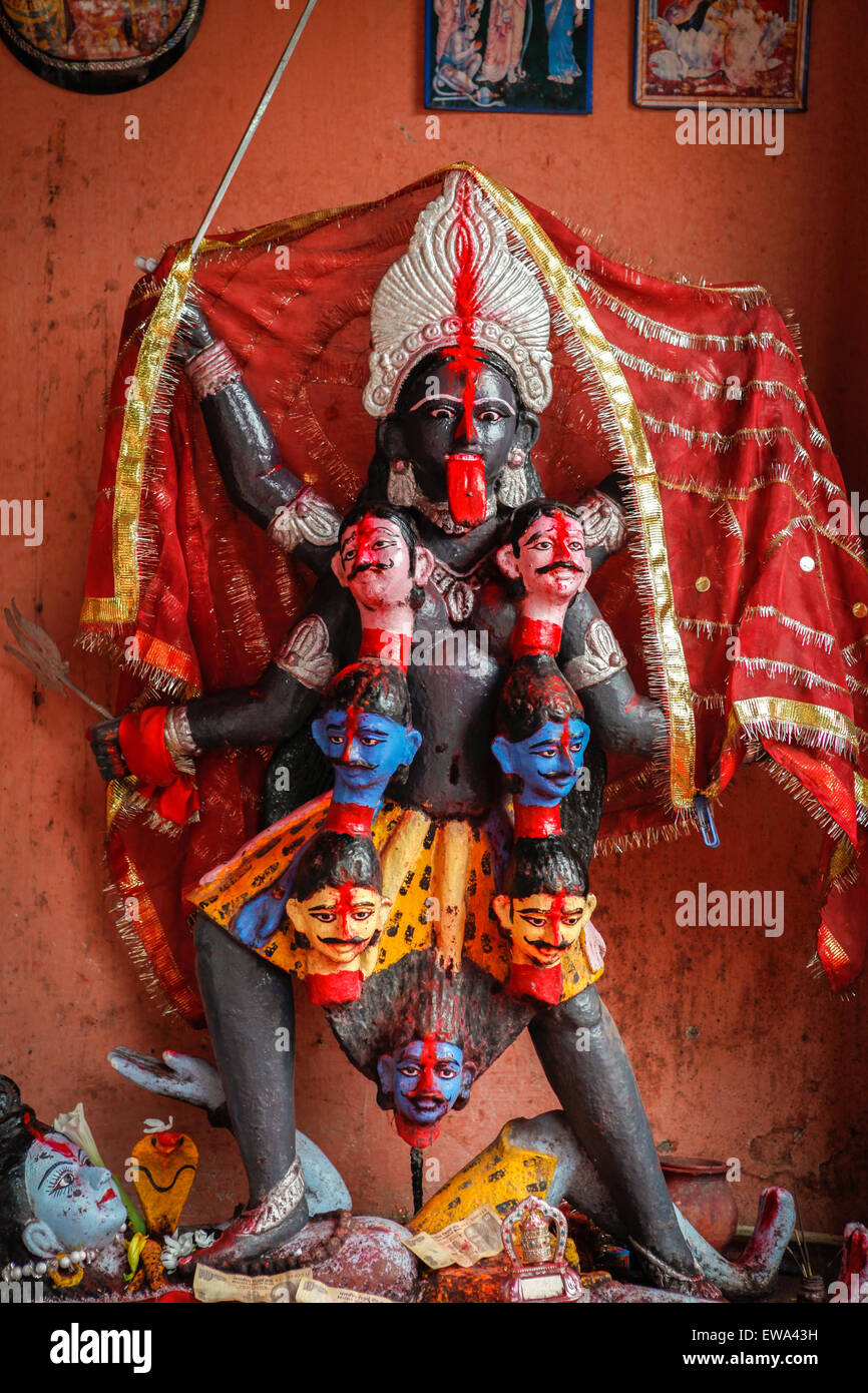 Kali goddess image at Laksminarayan temple, Rajgir, India. Stock Photo