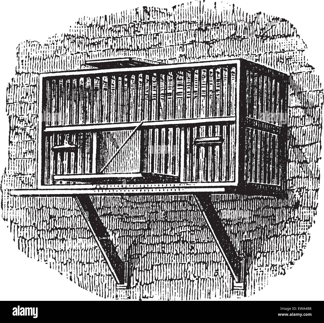Area or a pigeon cage, vintage engraved illustration.Trousset encyclopedia (1886 - 1891). Stock Vector