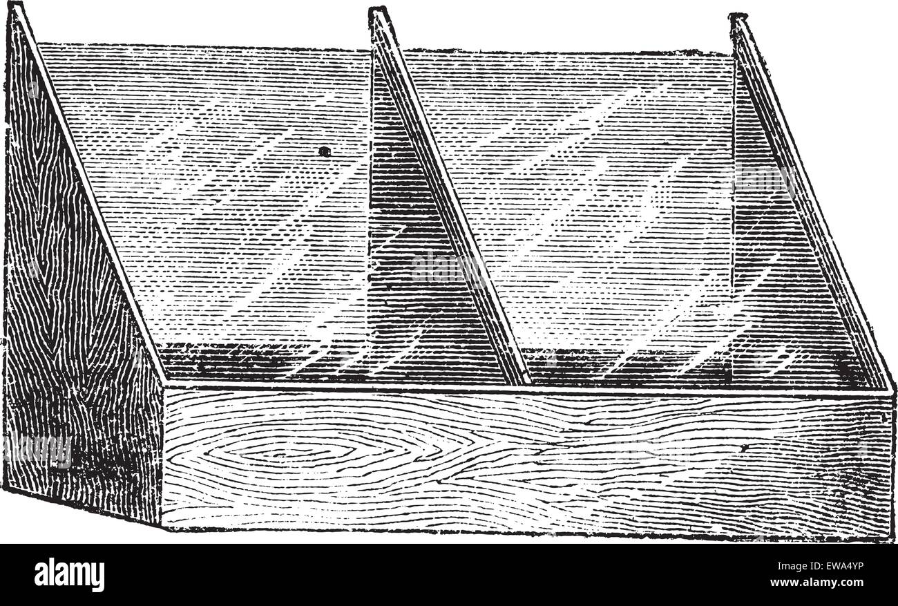 Manger, vintage engraving. Old engraved illustration of Manger isolated on a white background. Stock Vector