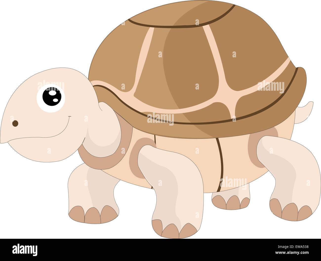 Cute turtle, brown, smiling, vector illustration Stock Vector