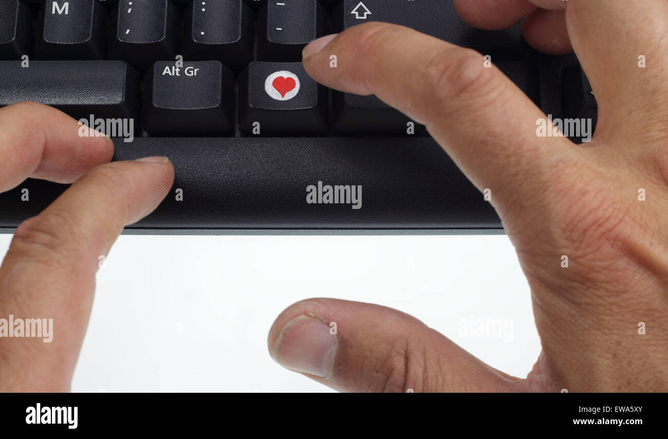 heart shape icon on keyboard, Love concept Stock Photo Alamy