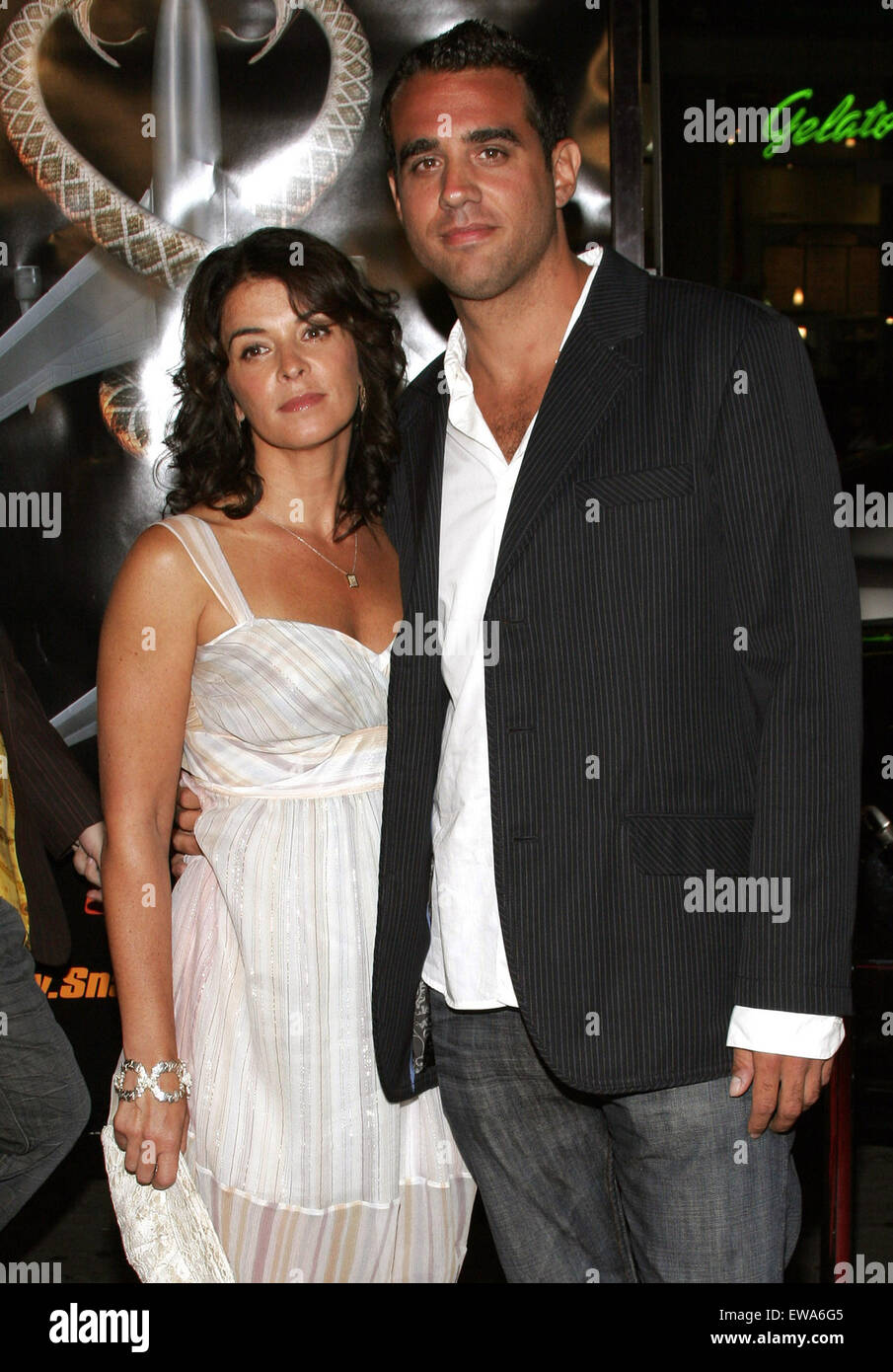 Annabella Sciorra and Bobby Cannavale attend the Premiere of 'Snakes on a Plane' held at the Grauman's Chinese Theater. Stock Photo