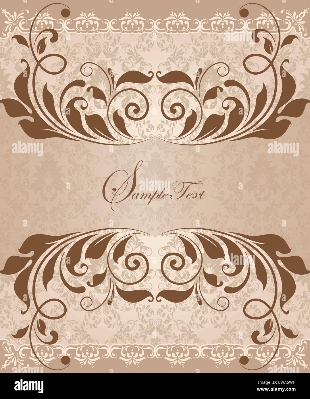 Vintage invitation card with ornate elegant retro abstract floral ...