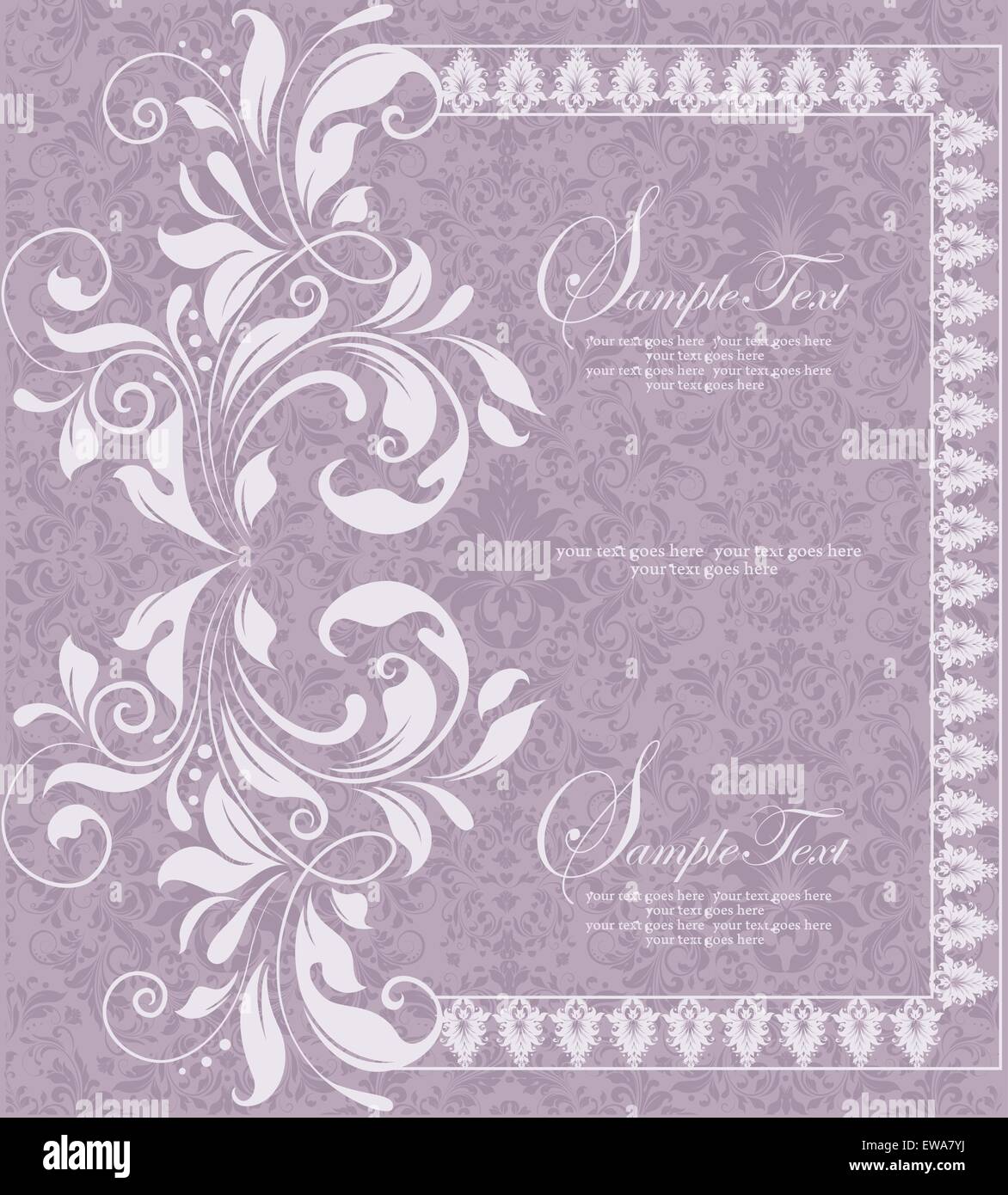 Vintage invitation card with ornate elegant retro abstract floral ...