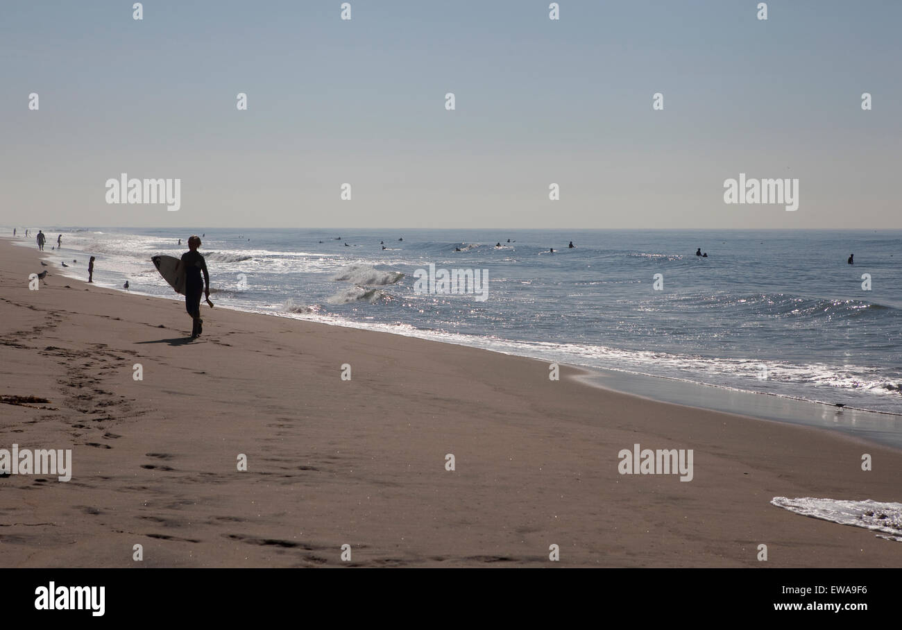 USA, California, Huntington Beach, Surf City, Surfer, View, sport Stock Photo