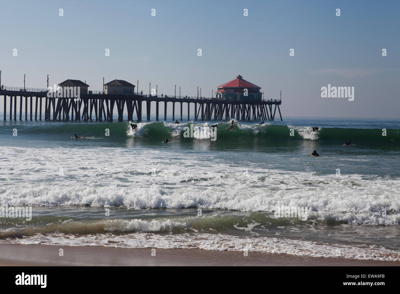 USA, California, Huntington Beach, Surf City, Surfer, View, sport Stock Photo