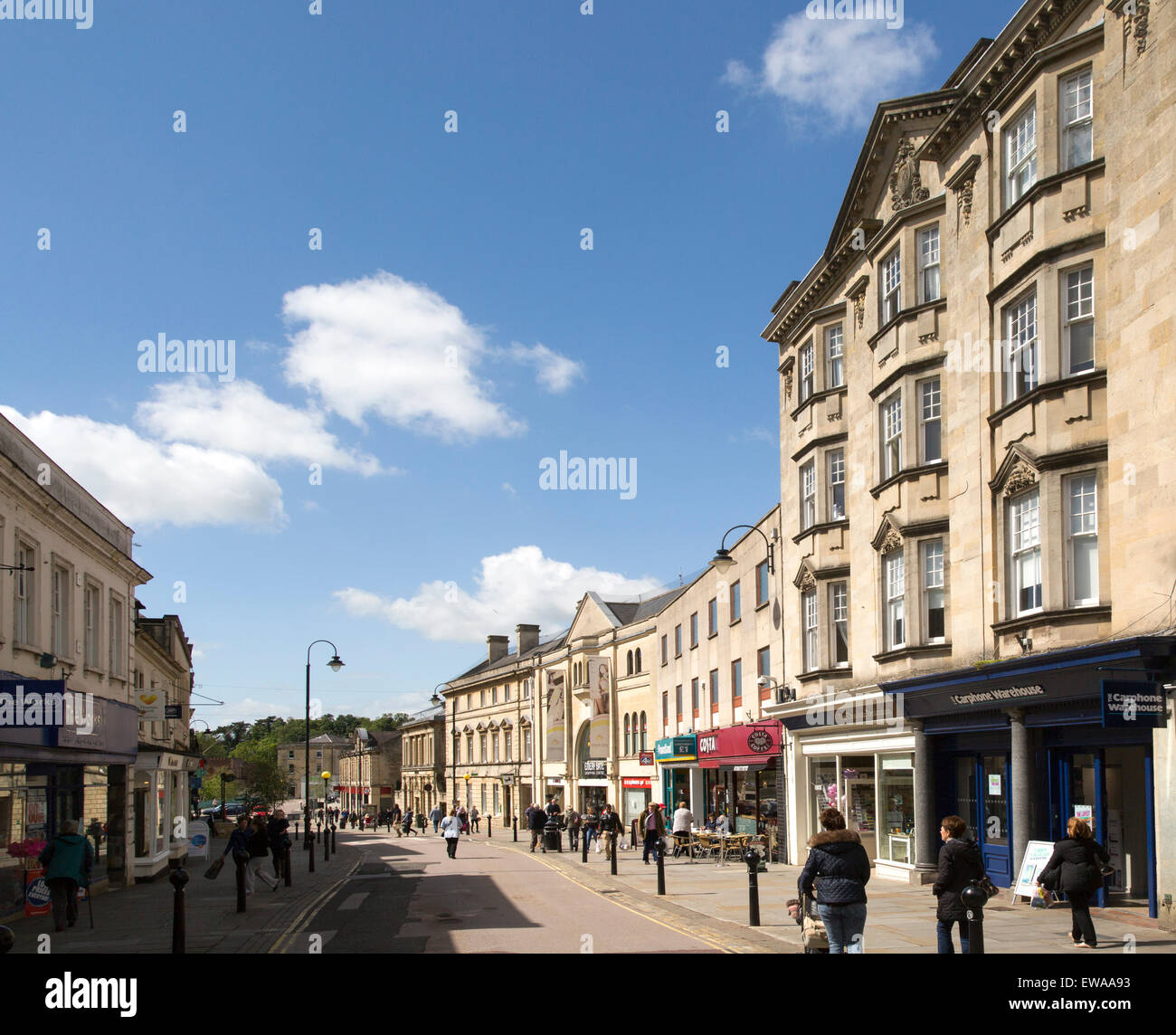 Main shopping High Street in town centre, Chippenham, Wiltshire