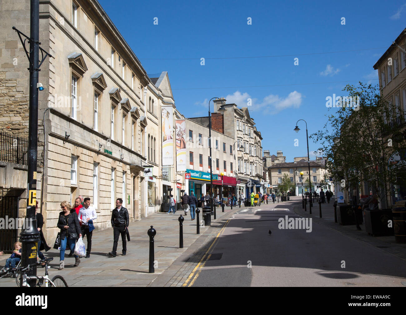 Main shopping High Street in town centre, Chippenham, Wiltshire