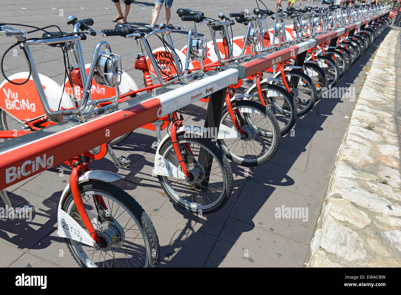 Viu BiCing, a Bicycle share program in Barcelona, Spain Stock Photo