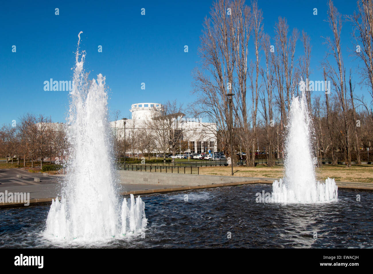 Questacon the National Science and Technology Centre, is located on the shore of Lake Burley Griffin in Canberra, Australia Stock Photo
