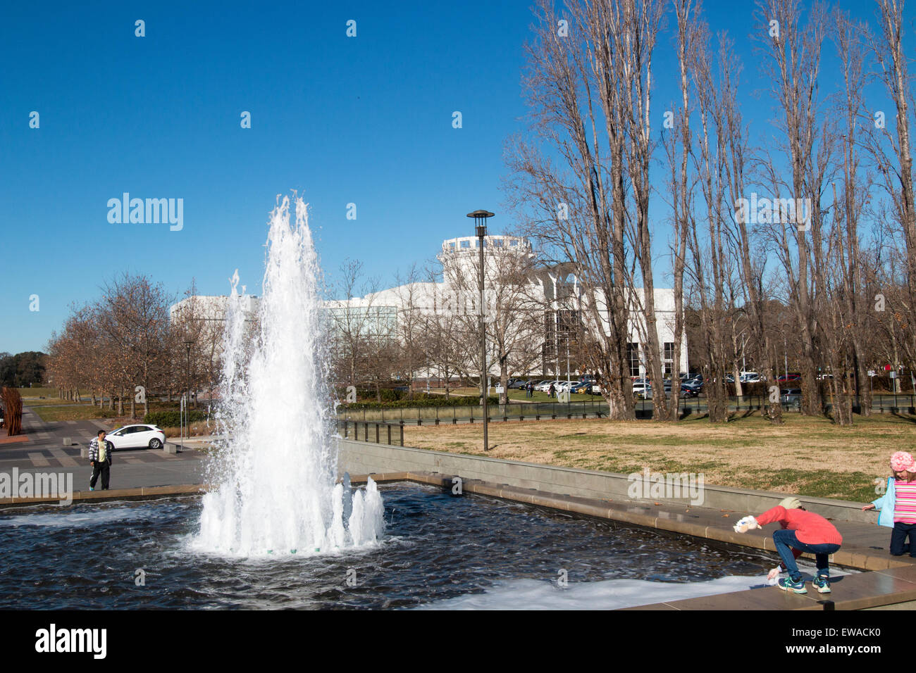 Questacon the National Science and Technology Centre, is located on the shore of Lake Burley Griffin in Canberra, Australia Stock Photo