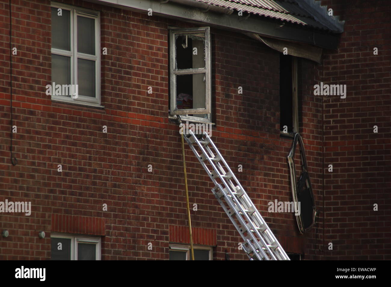 Langley Mill, Derbyshire UK. 21 June 2015. Scene of house fire on North