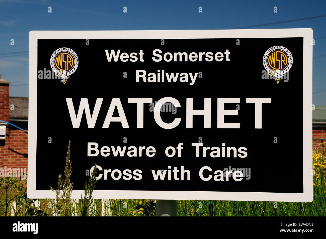 Sign at Watchet station on the West Somerset Railway. Stock Photo