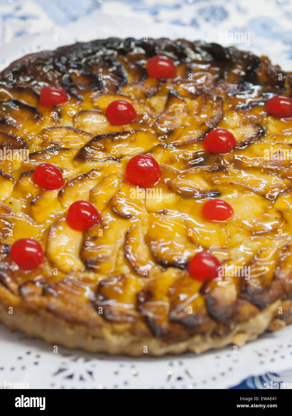 Apple pie on a table. A delicious dessert. Stock Photo