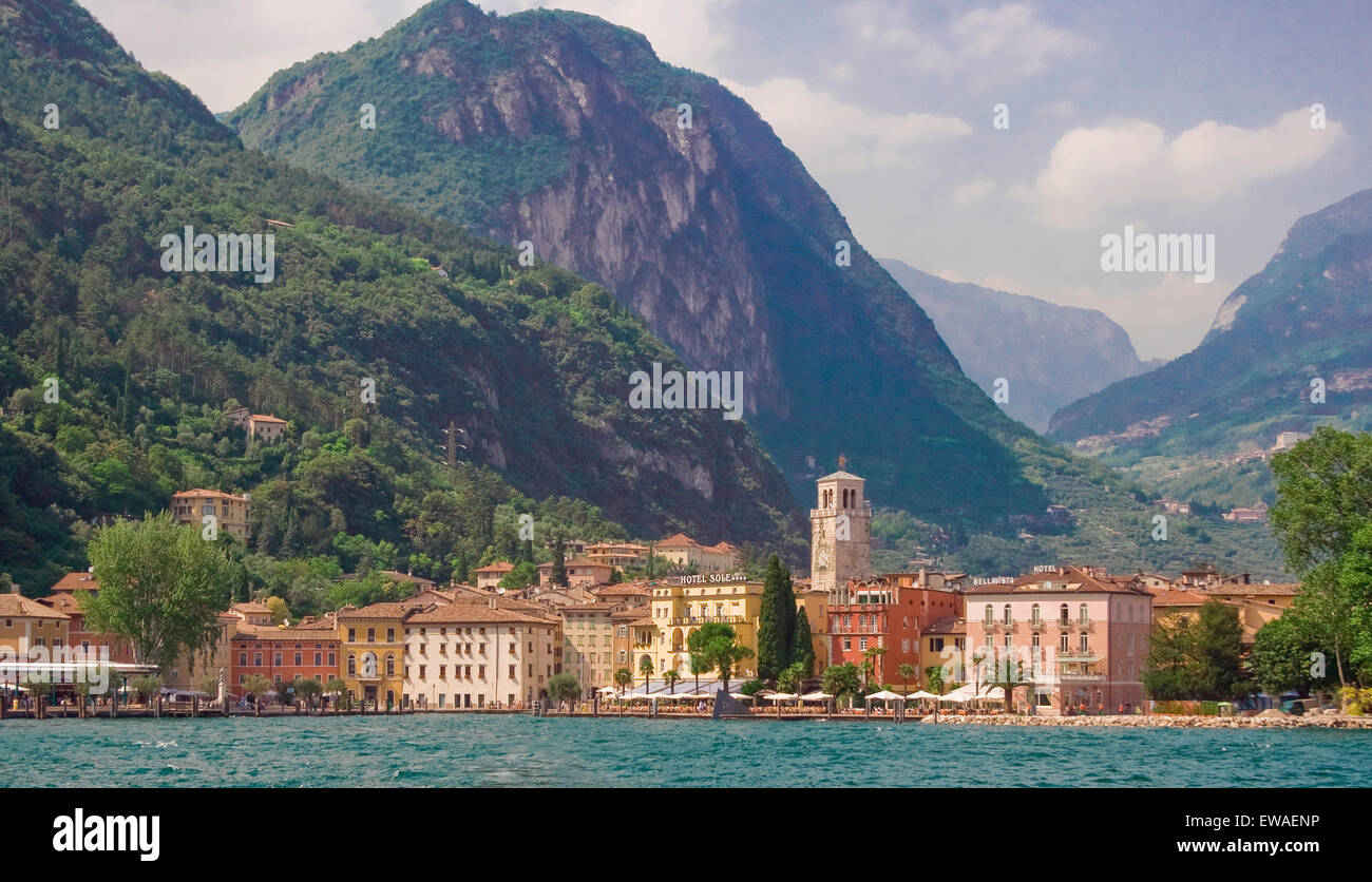 The Town Of Riva Del Garda On The Italian Lakes Colorful And the-town-of-riva-del-garda-on-the-italian-lakes-colorful-and