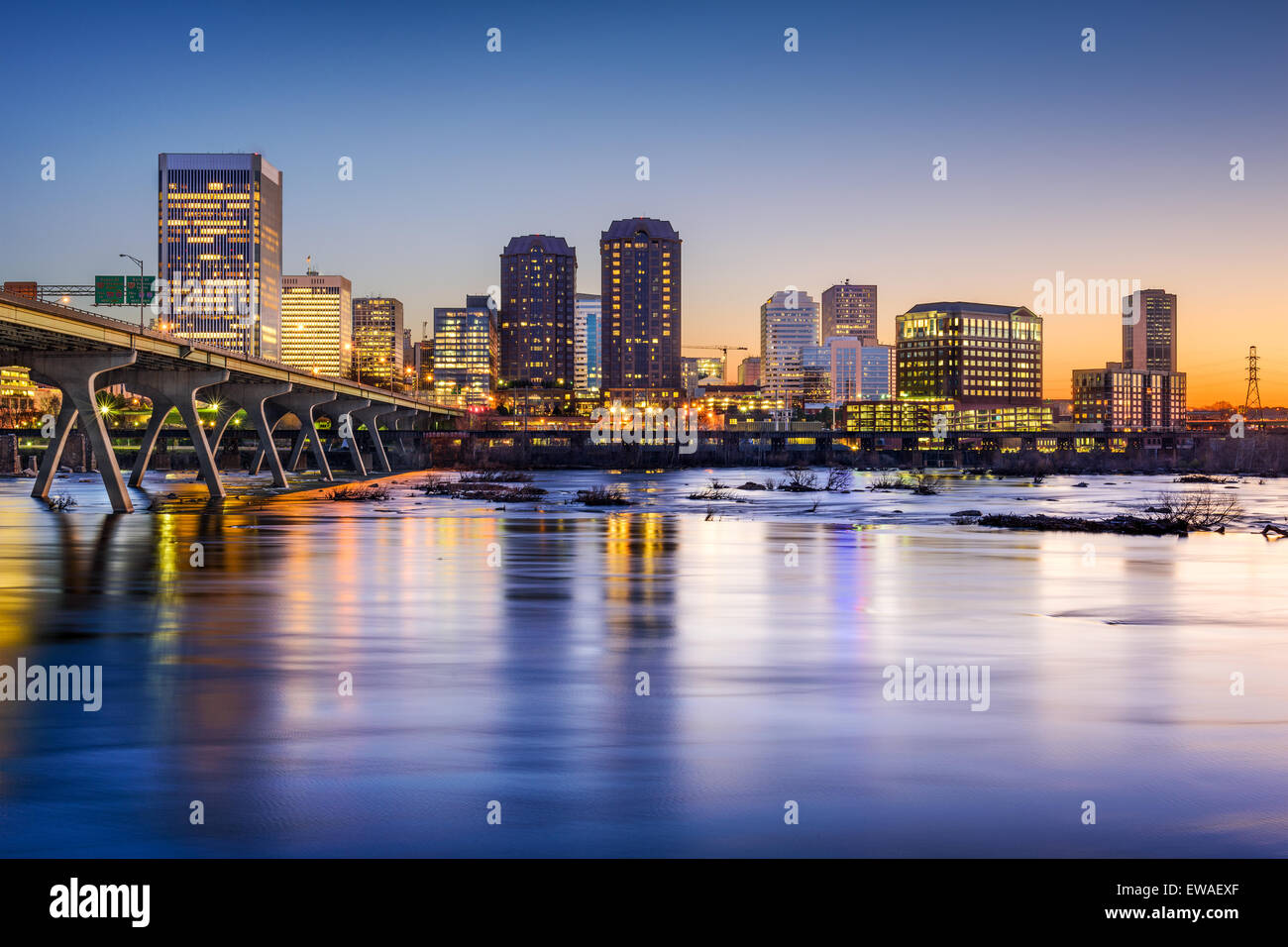 Richmond, Virginia, USA downtown skyline on the James River. Stock Photo