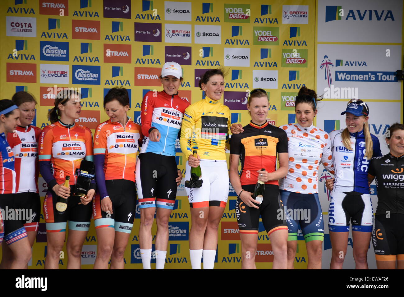 Aviva WT Women's Cycling Tour presentation of winners at the end of a 5