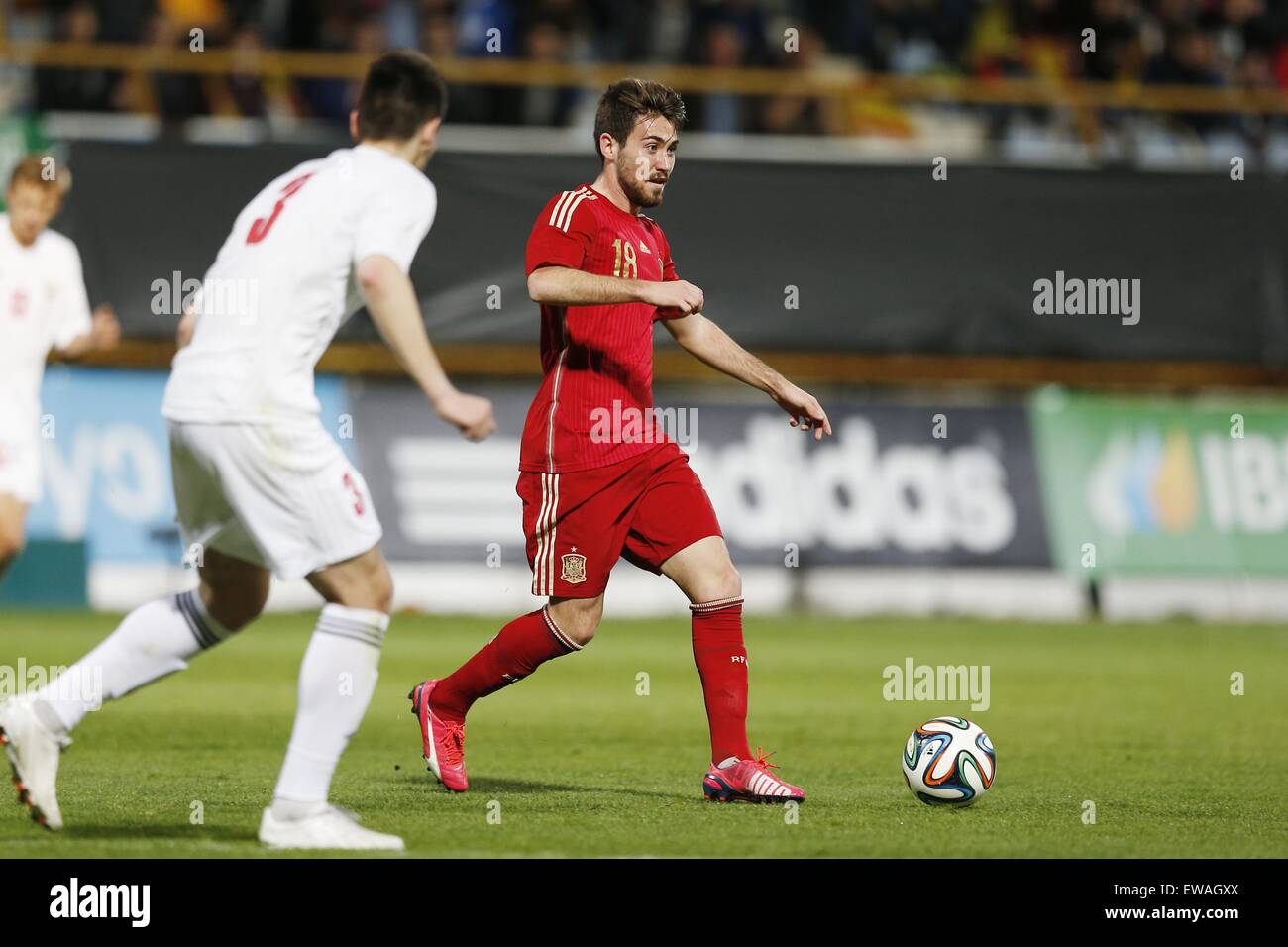 Leon, Spain. 30th Mar, 2015. Moi Gomez (ESP) Football/Soccer : Under 21 International Friendly match between Spain 4-0 Belarus at Estadio Municipal Reino de Leon in Leon, Spain . © Mutsu Kawamori/AFLO/Alamy Live News Stock Photo