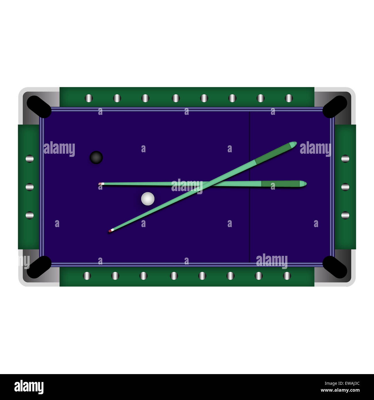 Pool table illustration over a white background Stock Photo - Alamy