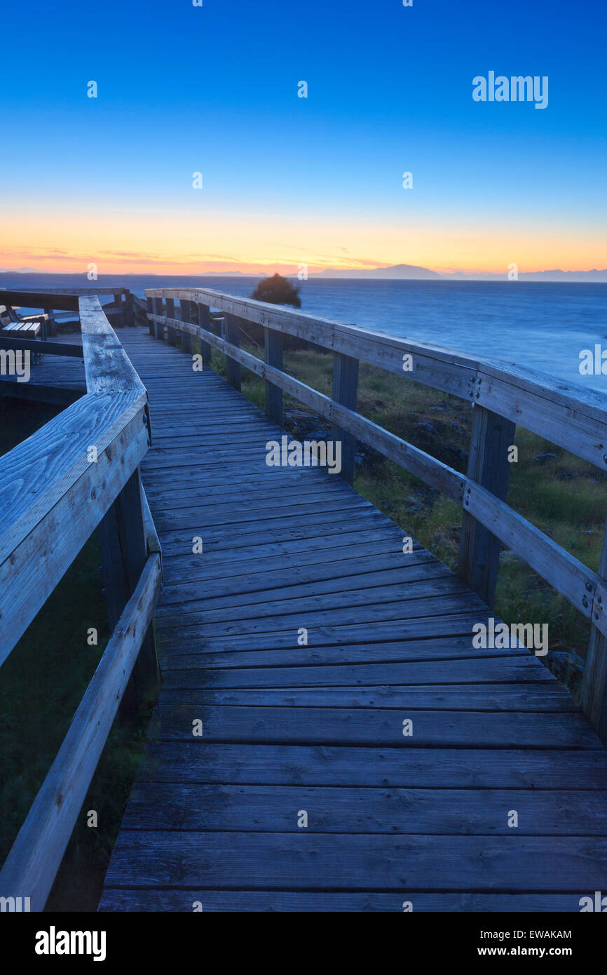 Sunset over Georgia Strait from Neck Point Municipal Park, north Nanaimo, Vancouver Island, British Columbia Stock Photo