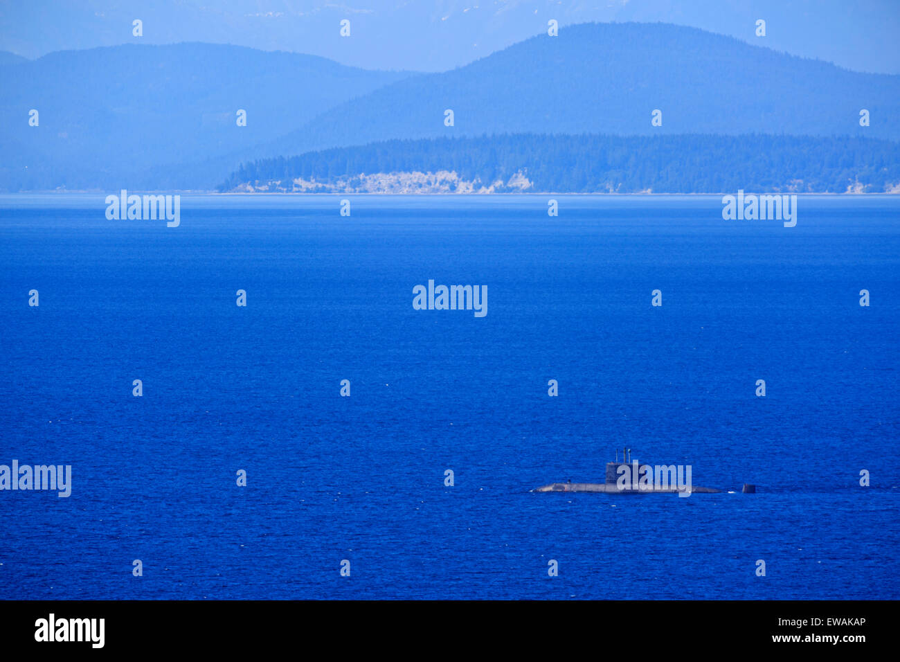 The submarine HMCS Victoria on exercises at Canadian Forces Maritime Experimental and Test Ranges near Nanoose Bay, Vancouver Is Stock Photo