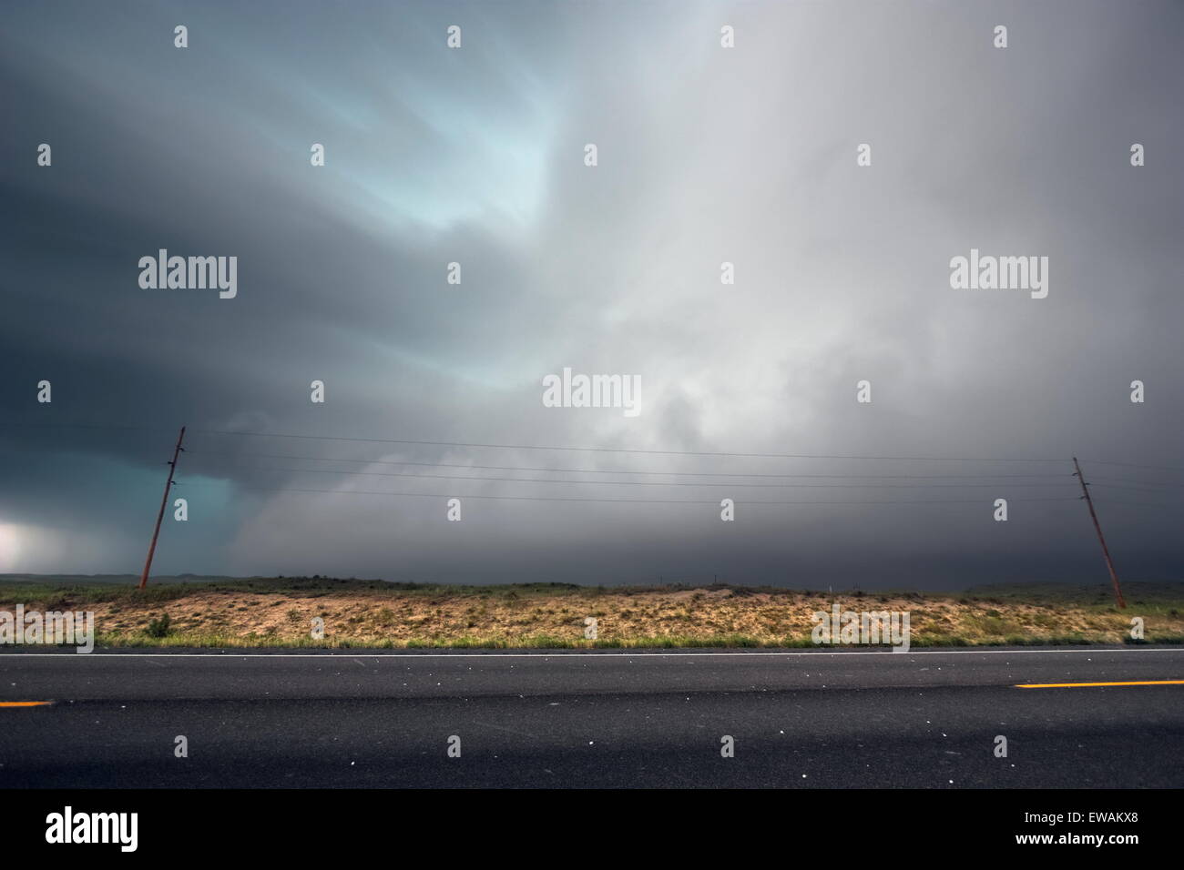 Very intense high precipitation supercell storm moves south in the Nebraska Sand Hills south of Valentine, July 13, 2009. Stock Photo