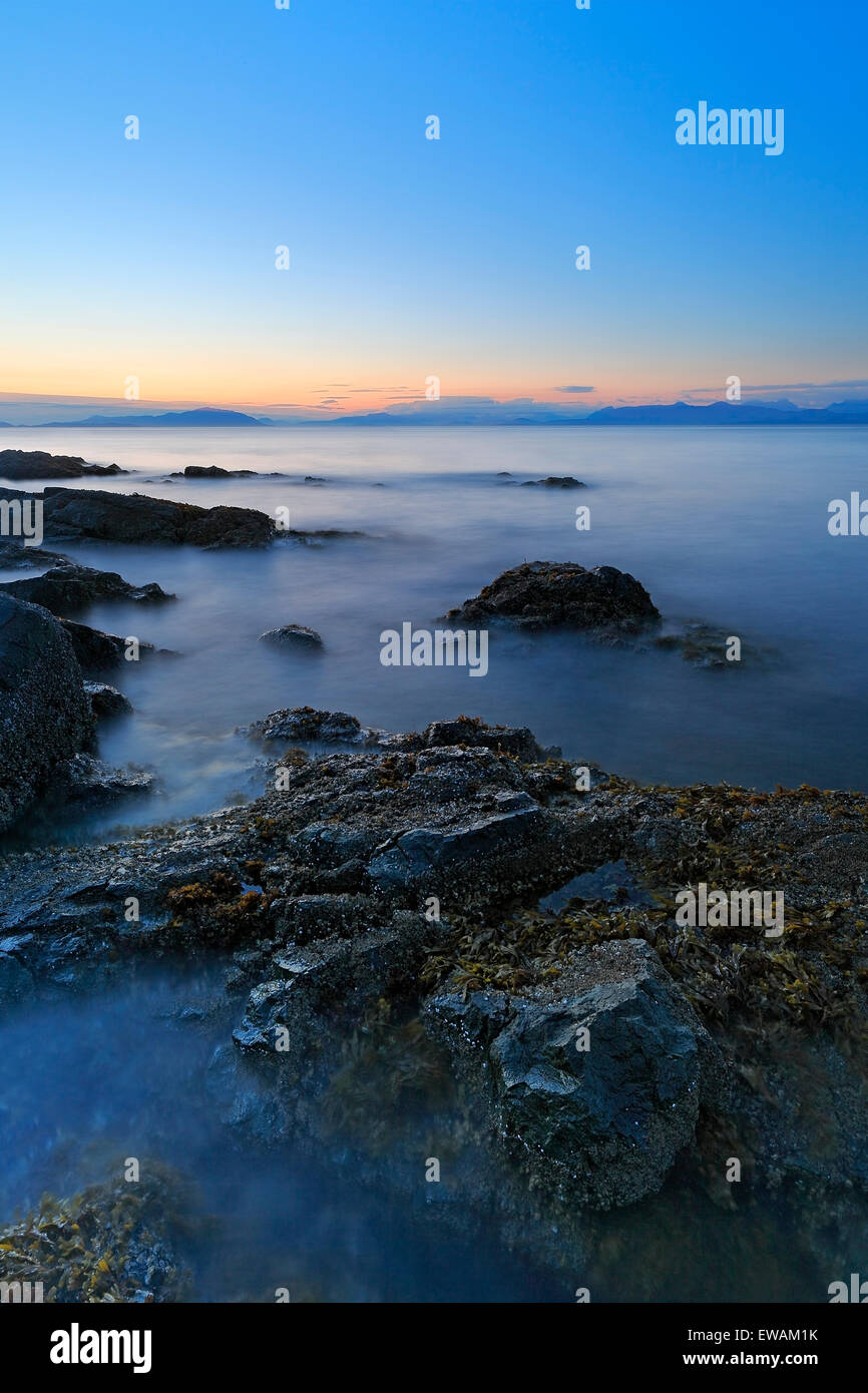 Sunset over Georgia Strait from north of Nanaimo looking towards the mainland, Vancouver Island, British Columbia Stock Photo