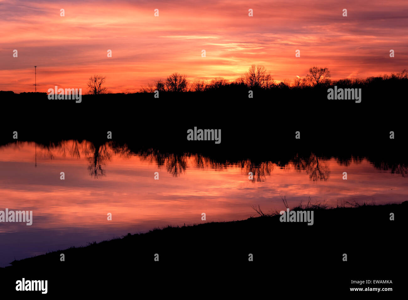Sunset over Towell Lake Stock Photo