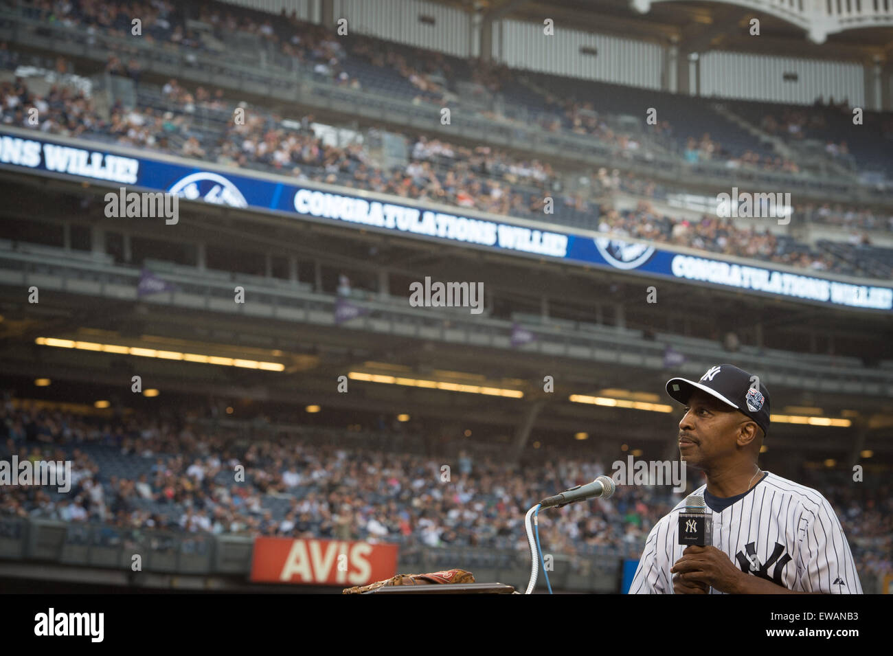 Bronx, NY, USA. 20th June, 2015. WILLIE RANDOLPH is honored with a Monument Park plaque as part of 2015 Old-Timers' Day, Yankee Stadium, Saturday June 20, 2015. Credit:  Bryan Smith/ZUMA Wire/Alamy Live News Stock Photo