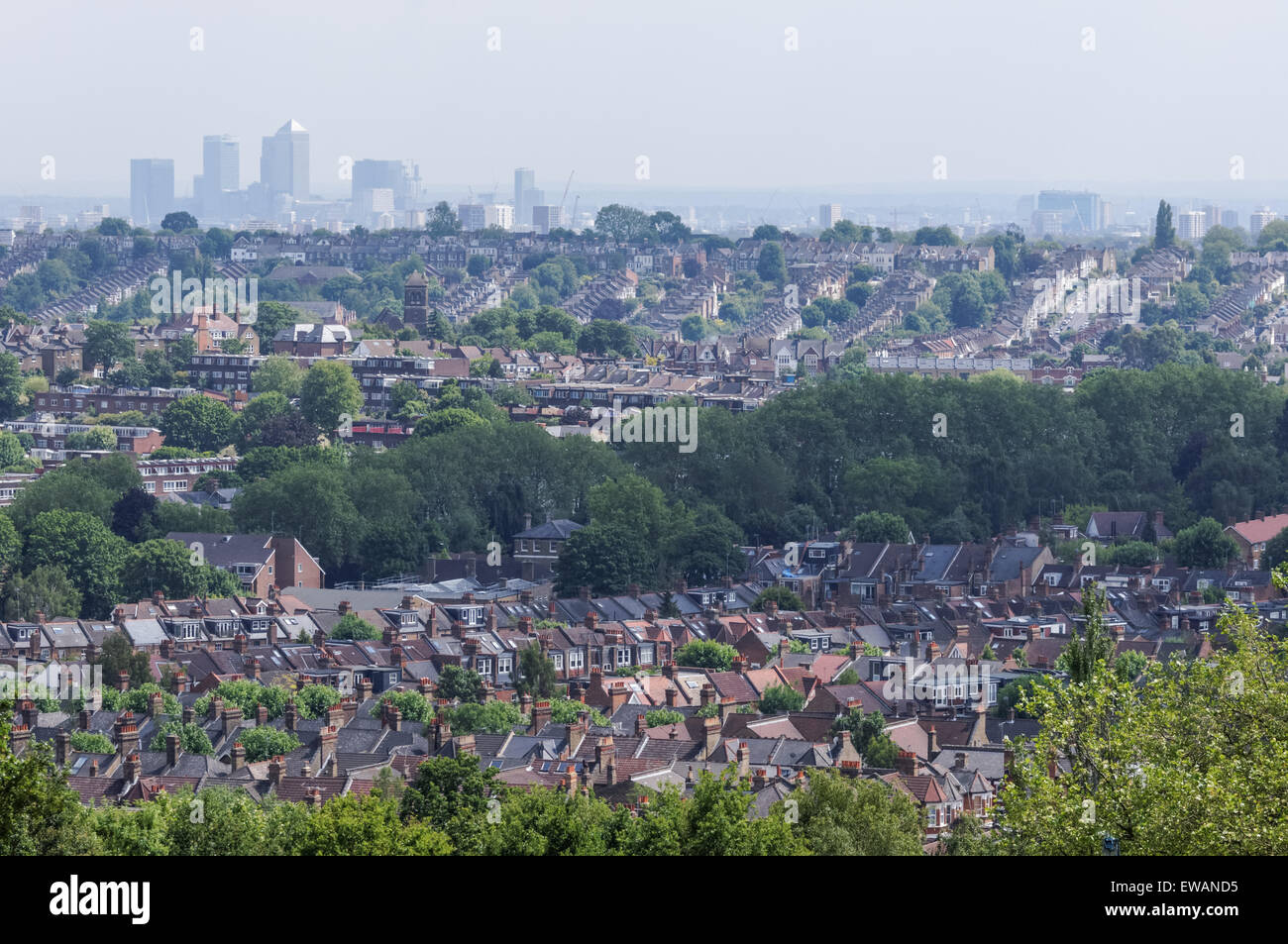 Aerial view of London from the Alexandra Palace, London England United Kingdom UK Stock Photo