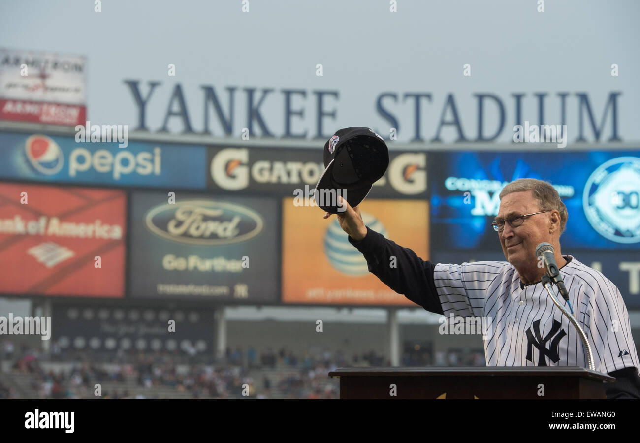 Bronx, NY, USA. 20th June, 2015. MEL STOTTLEMYRE is honored with a Monument Park plaque as part of 2015 Old-Timers' Day, Yankee Stadium, Saturday June 20, 2015. Credit:  Bryan Smith/ZUMA Wire/Alamy Live News Stock Photo