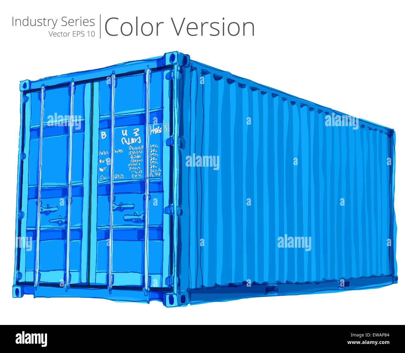 Vector illustration of Cargo container, Color Series. Stock Photo