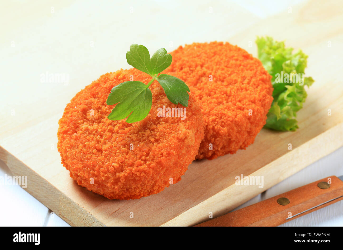 Fried cheese, minced meat or vegetable patties Stock Photo