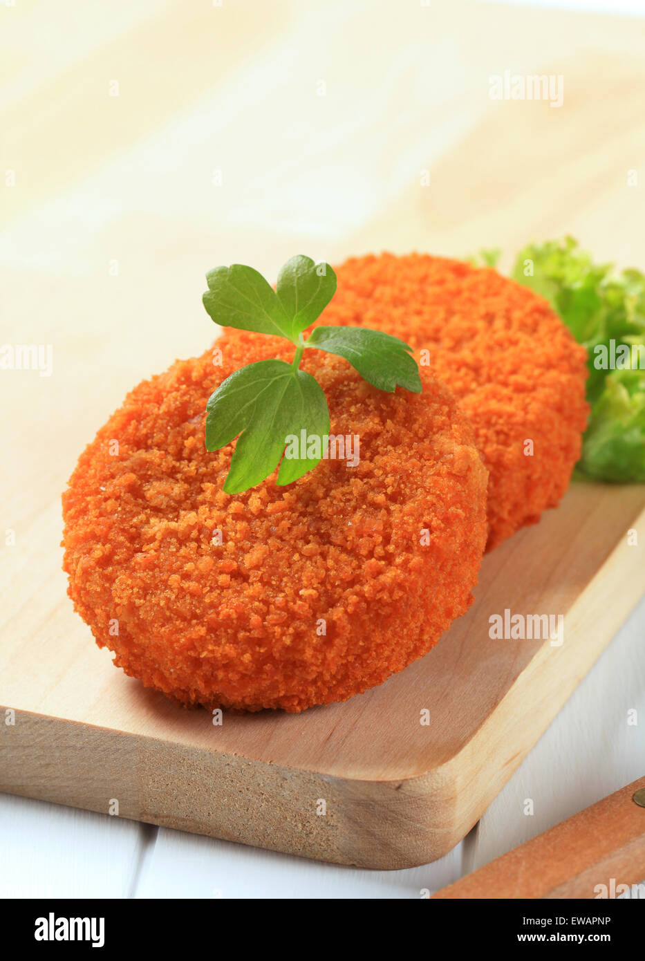 Fried cheese, minced meat or vegetable patties Stock Photo