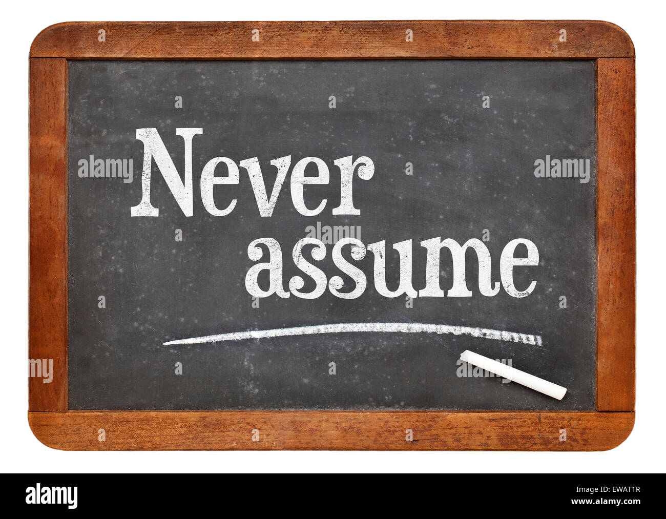 Ein text. Never assume. Assume picture. Never assume in lif3. Advice text.