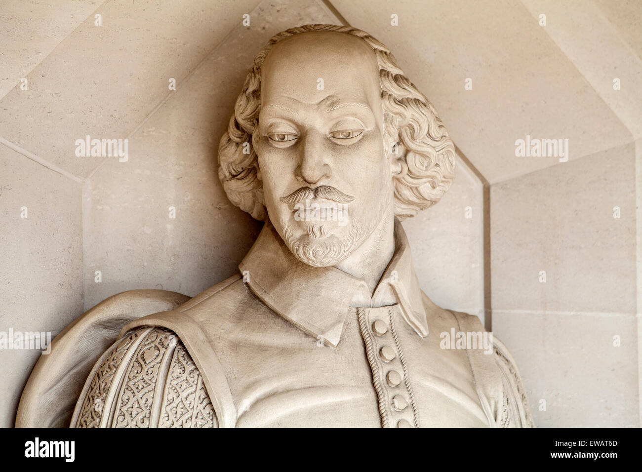A sculpture of famous playwright William Shakespeare situated outside Guildhall Art Gallery in London. Stock Photo