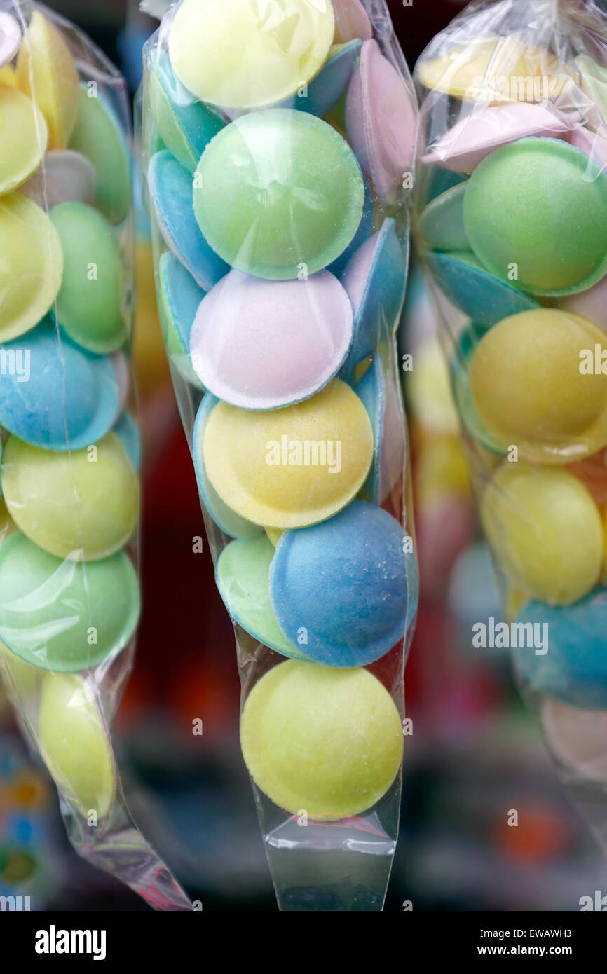 Flying saucer sweets in bags Stock Photo Alamy
