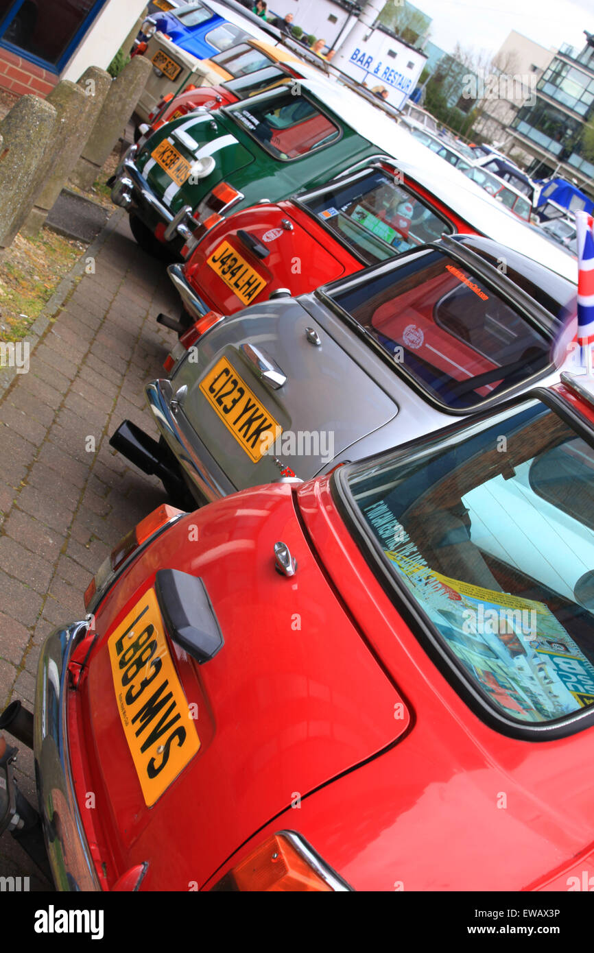 Lincoln BIG Mini Day, attracted Mini enthusiasts Mini Cooper S, Cooper, Clubman, Clubman 1275GT, classic Mini, BMW, British Leyland, Mini fans, cars. Stock Photo
