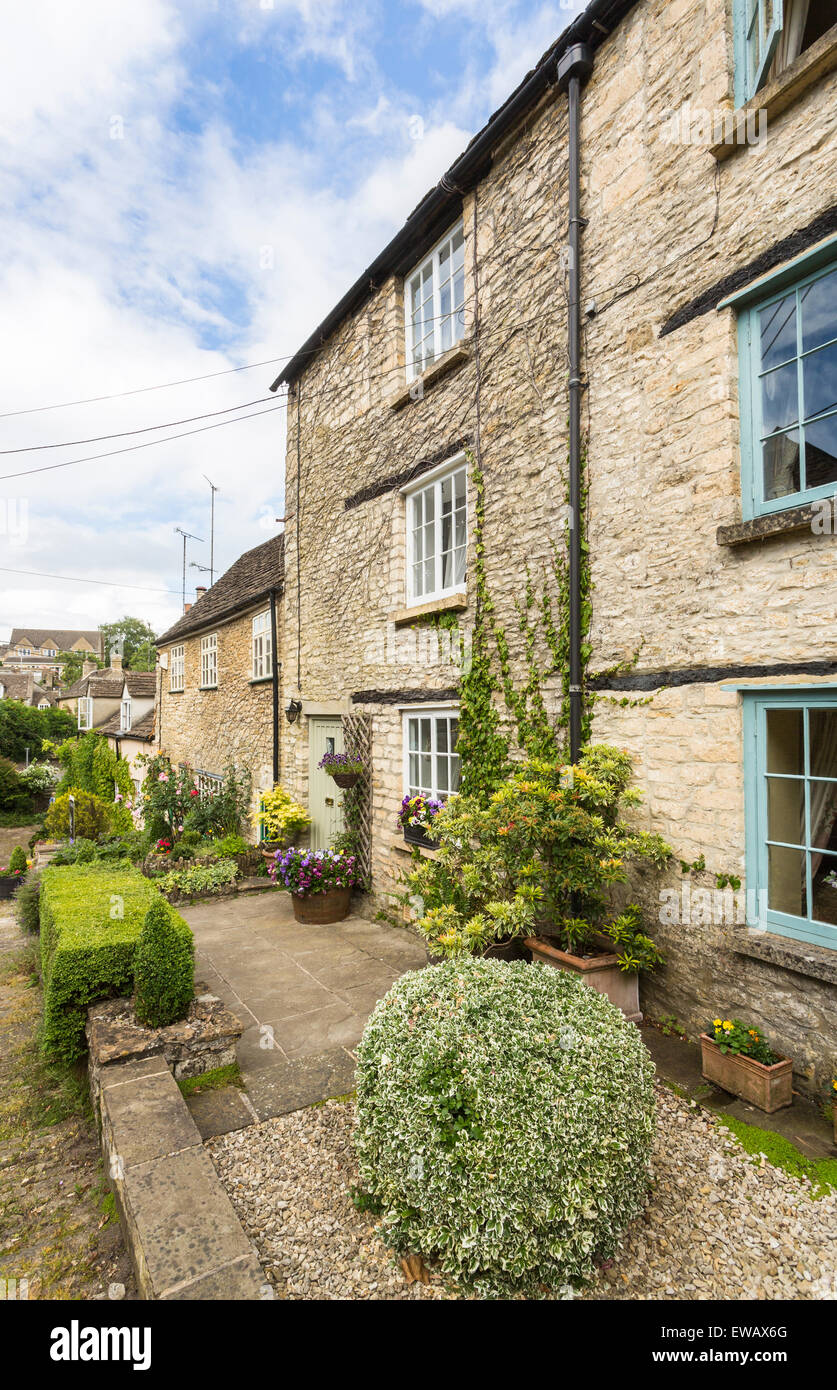 Chipping Steps, a pathway alongside 1718th century houses, Tetbury, a