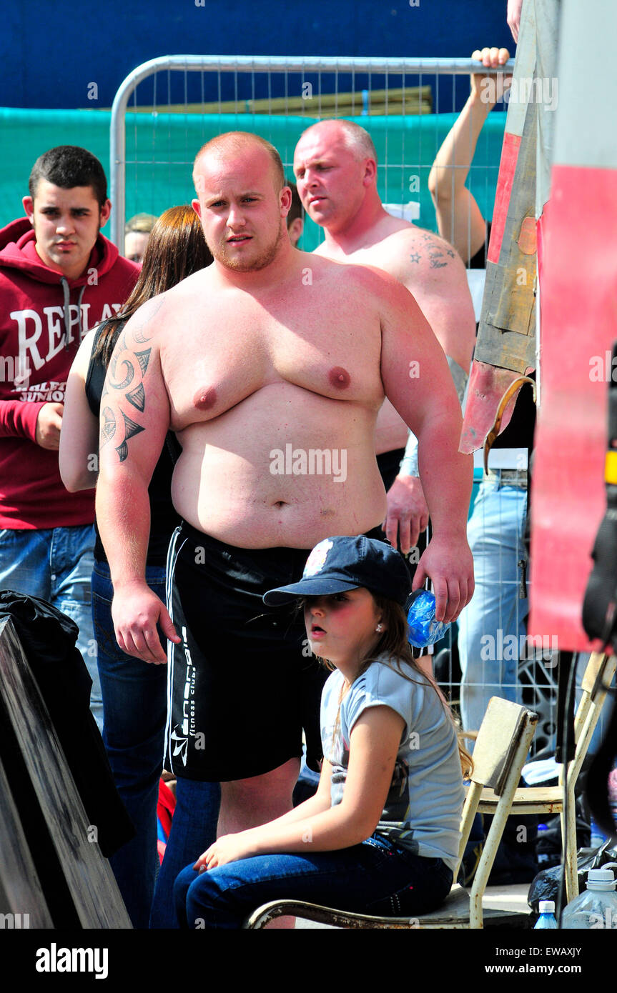 Competitor in the Ireland's Strongest Man contest in Londonderry (Derry), Northern Ireland. Stock Photo