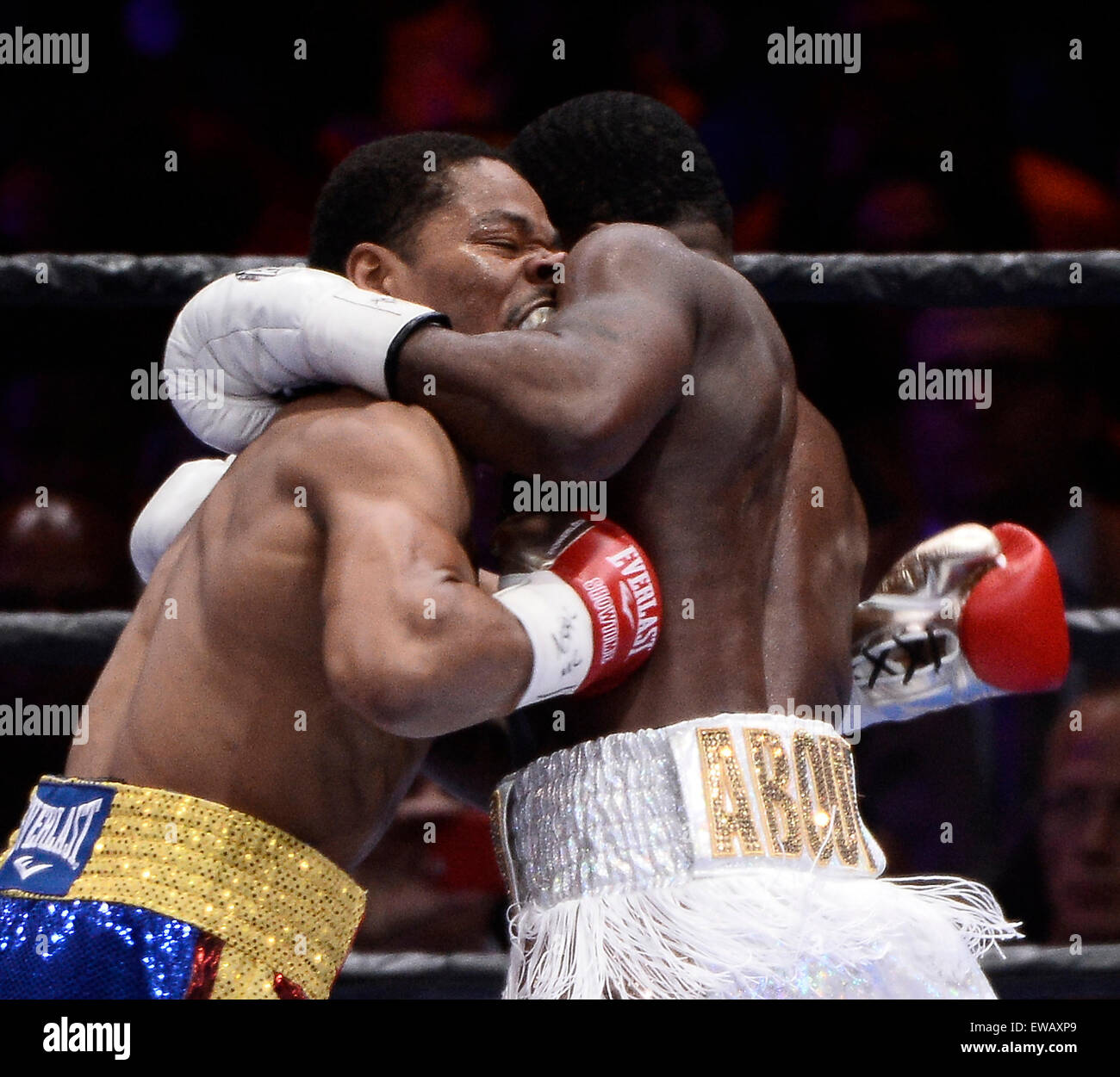 Las Vegas, Nevada, USA. 20th June, 2015. (in Blue trunks) Shawn Porter