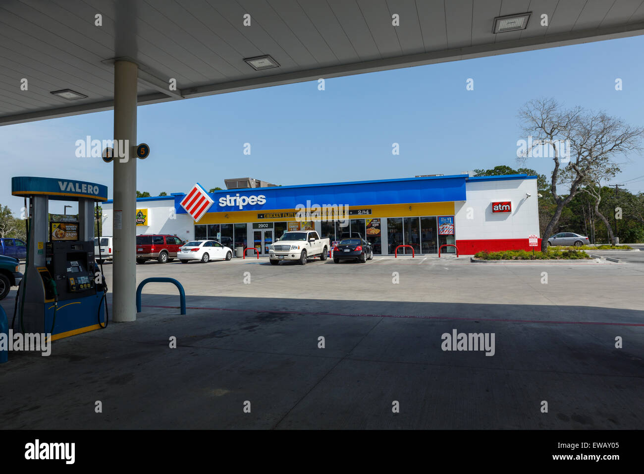 Valero gas station and Stripes convenience store Rockport Texas petrol station Stock Photo