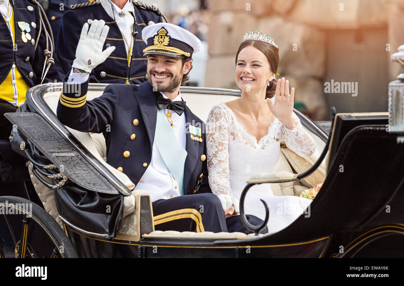 The wedding of HRH Prince Carl Philip and Miss Sofia Hellqvist, Stockholm, Sweden - with glow Stock Photo