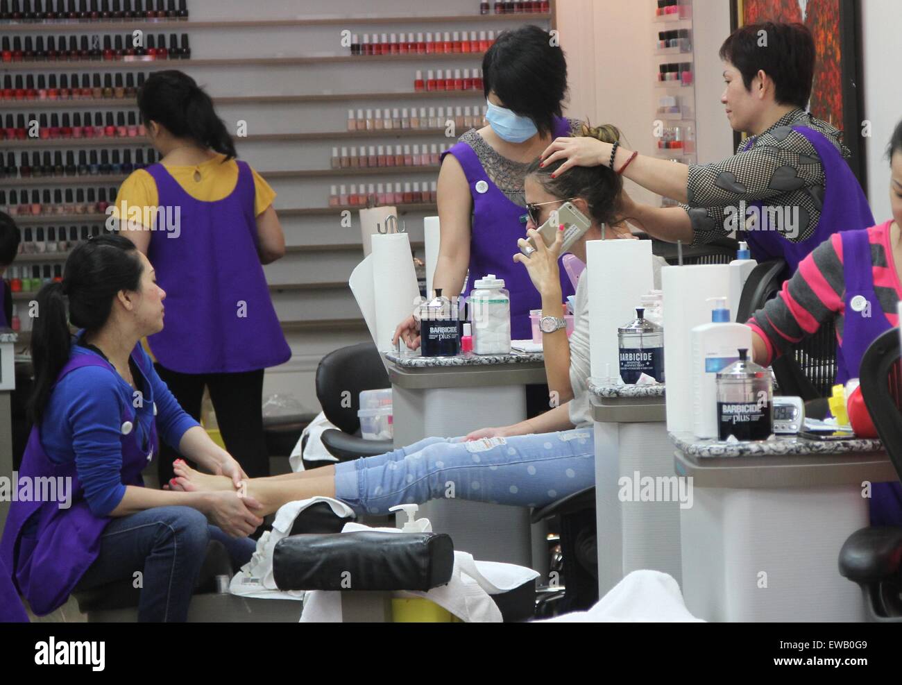 Rhea Durham is pampered as she goes to a nail salon in Beverly Hills