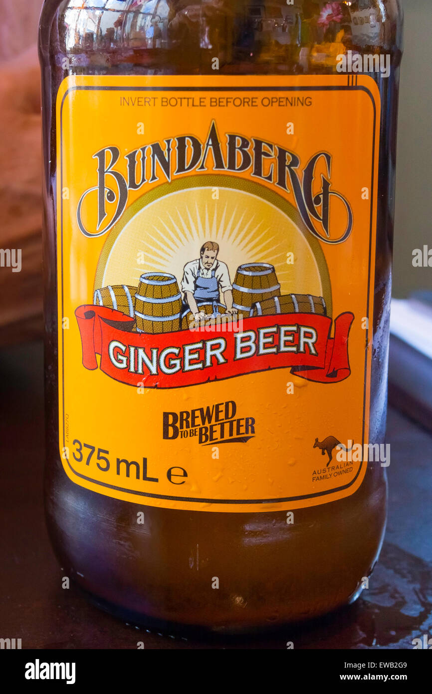 A bottle of Australian Bundaberg Ginger Beer drink Stock Photo