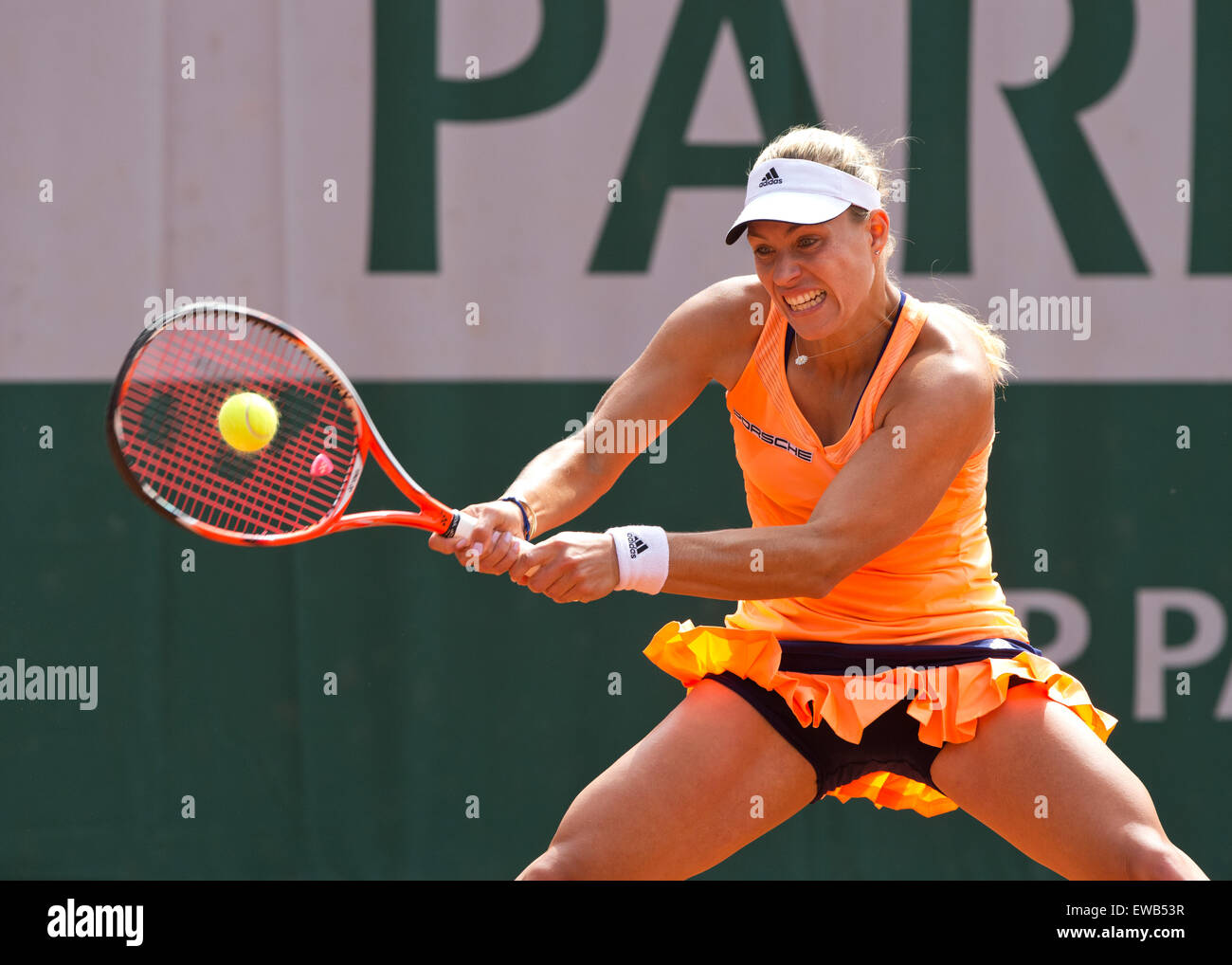 Angelique Kerber (GER) in action at the French Open 2015 Stock Photo