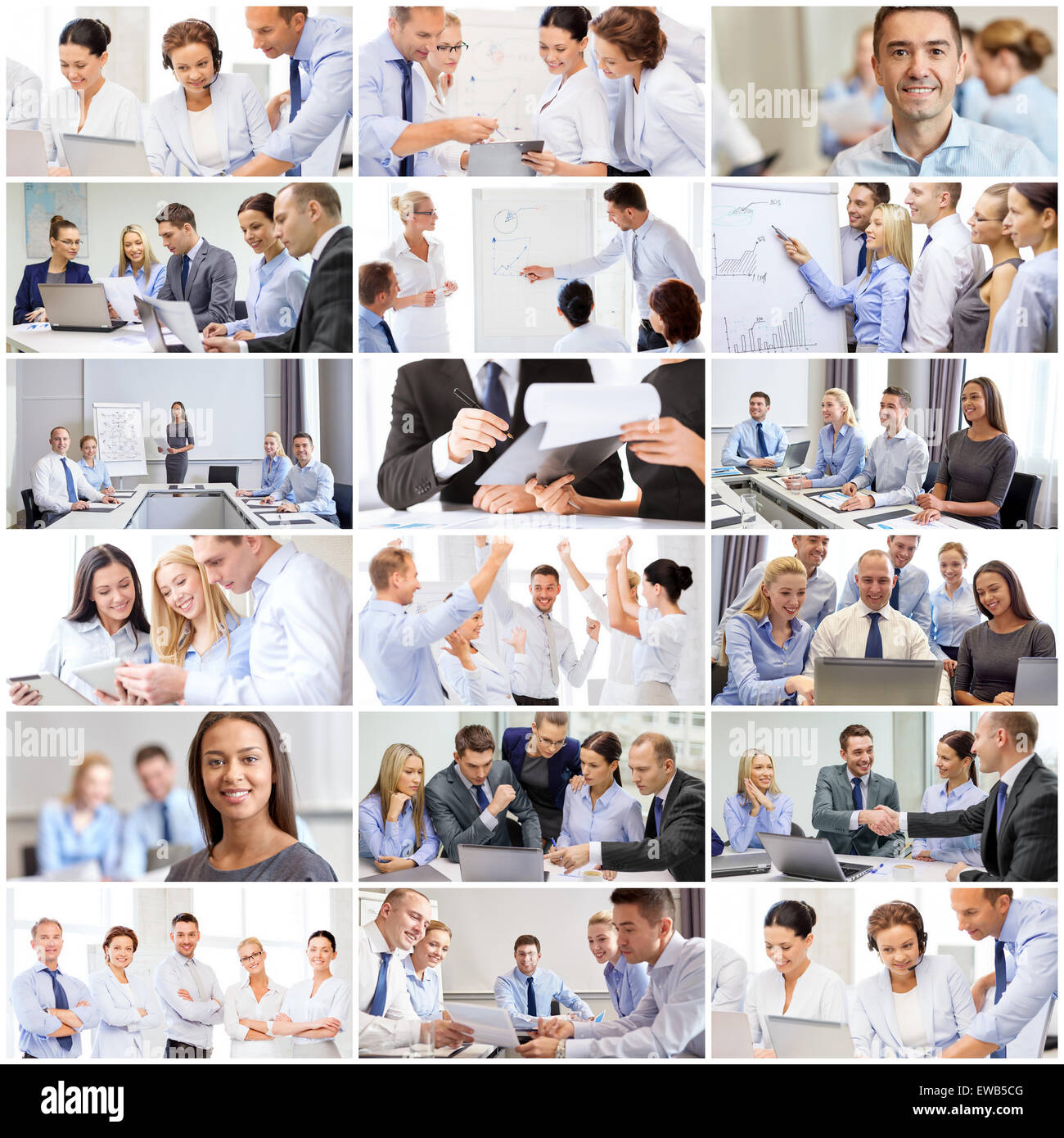 collage with many business people in office Stock Photo - Alamy