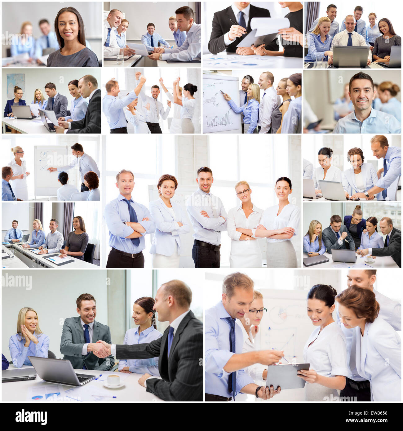 collage with many business people in office Stock Photo - Alamy